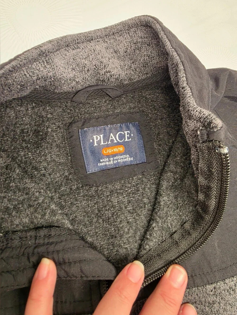Boys Gray Zip-Up Sweater Jacket with Black Yoke